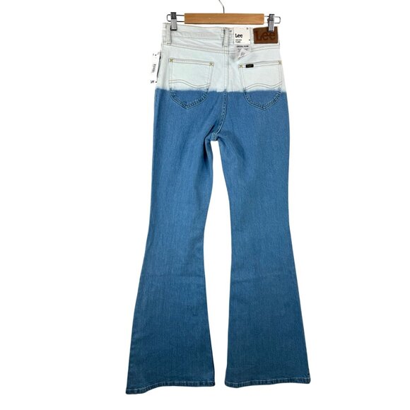 Lee High Rise Flare Jeans western‎ Two-Tone Blue Wash 90s Size 26 - Picture 3 of 9
